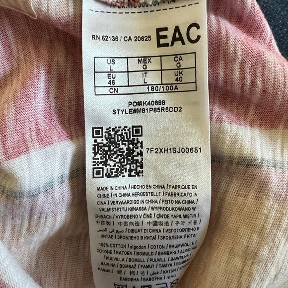 GUESS Mens Red Orange Striped Logo T-Shirt Sz L Y2K Streetwear L.A. Hipster - Picture 7 of 7